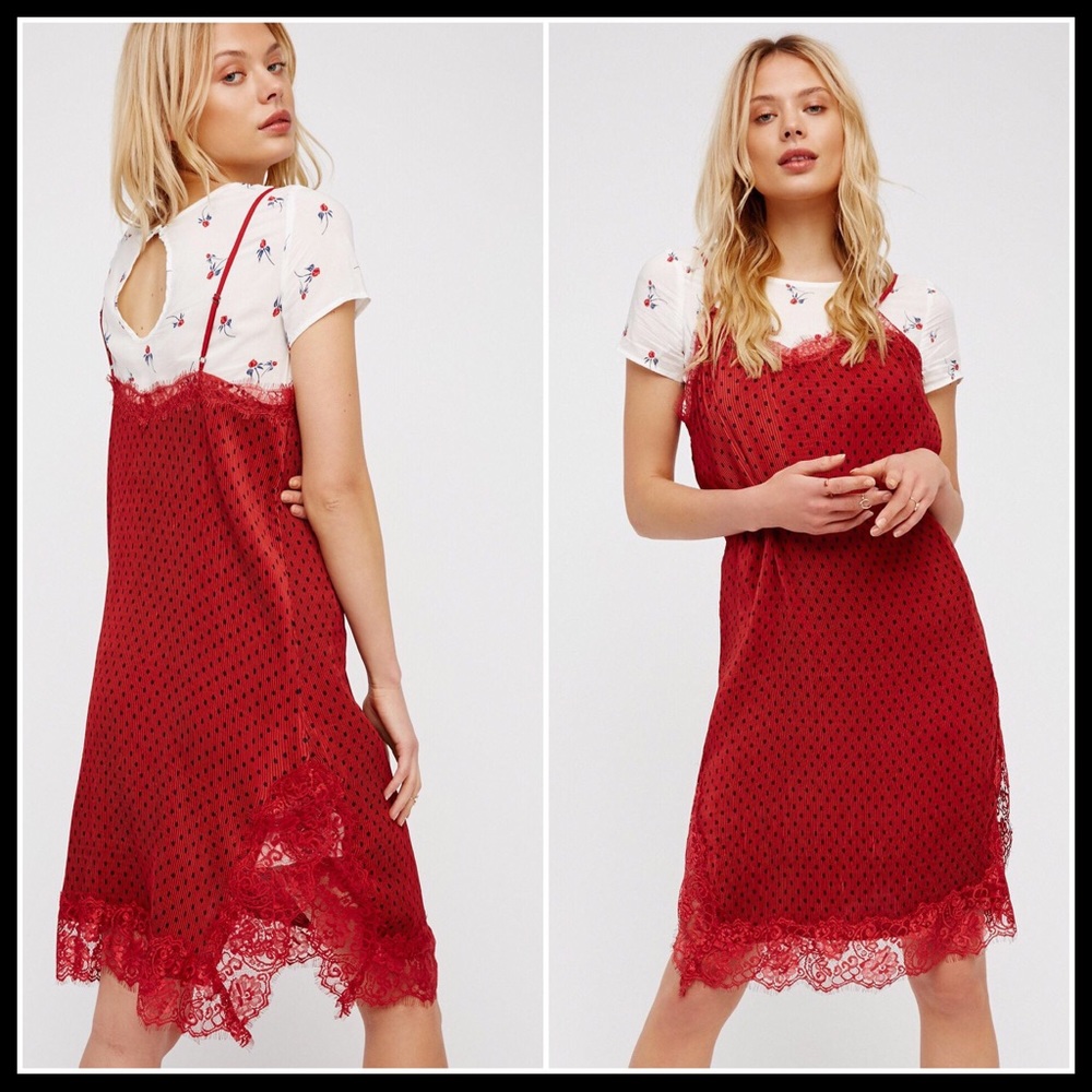 ❤️SALE❤️FREE PEOPLE RED MIDI DRESS & TUNIC SET - Picture 2 of 8